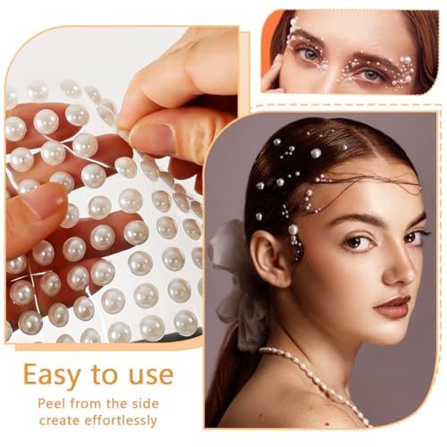 White Flatback Pearl Stickers Self Adhesive Half Pearls Multi-Size