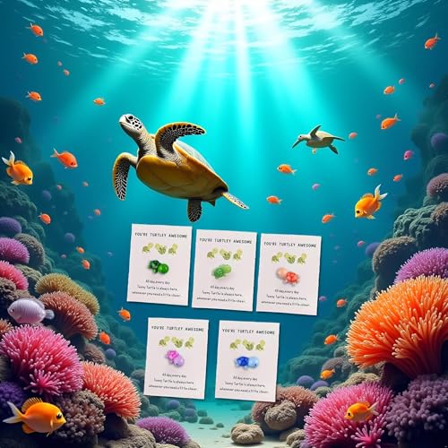 Mini Sea Turtle Figurines with Greeting Cards - You're Turtley Awesome