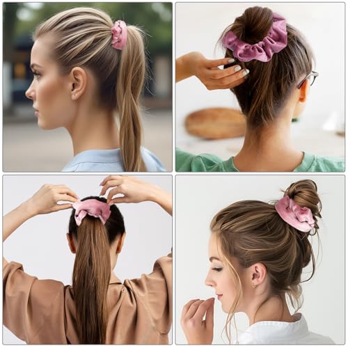 Large Velvet Hair Scrunchies 4-Pack Soft Jumbo Ponytail Holders