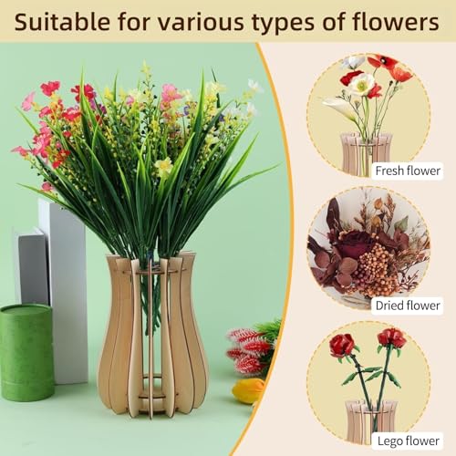 Wooden Puzzle Vase for Lego Flowers & Artificial Floral Arrangements