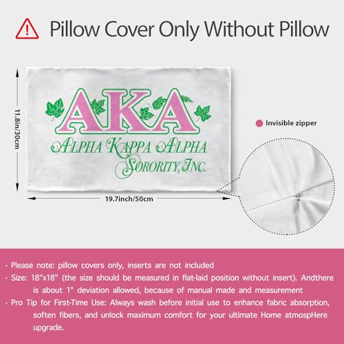 AKA Sorority Lumbar Pillow Cover - Green Ivy Leaf Print, 12x20