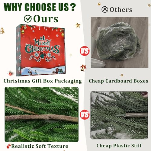 16 FT Realistic Christmas Garland Pine Garland Artificial Greenery for Indoor Outdoor Decor