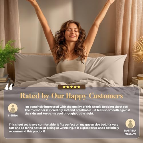 Utopia Bedding Twin Sheet Set - Soft, Breathable Microfiber | 3-Piece Bed Sheets in Beige