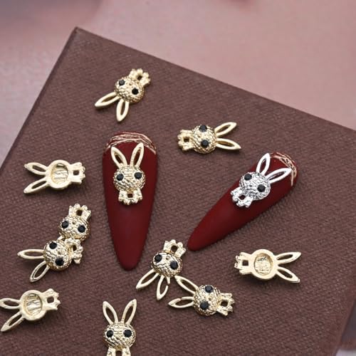 3D Rabbit Nail Art Charms with Rhinestones Cute Easter Bunny Gems