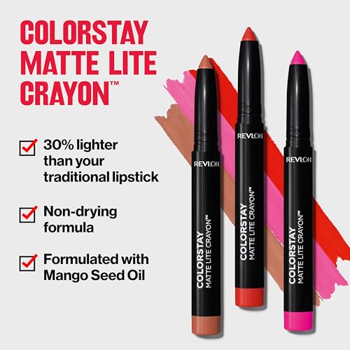 Revlon ColorStay Matte Lite Lipstick Crayon, 001 Tread Lightly