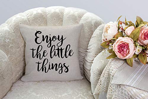 Enjoy The Little Things Throw Pillow Cover 18x18, Cotton Linen Ssp-011