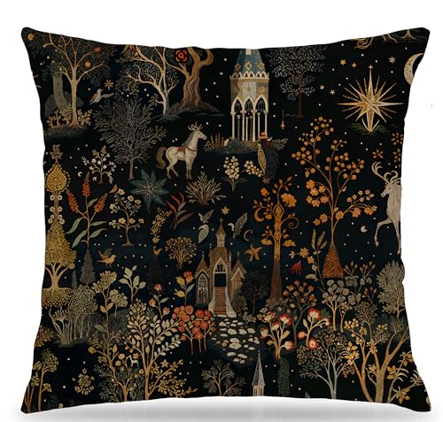 William Morris Inspired Botanical Throw Pillow Cover - Color-08, 18x18"