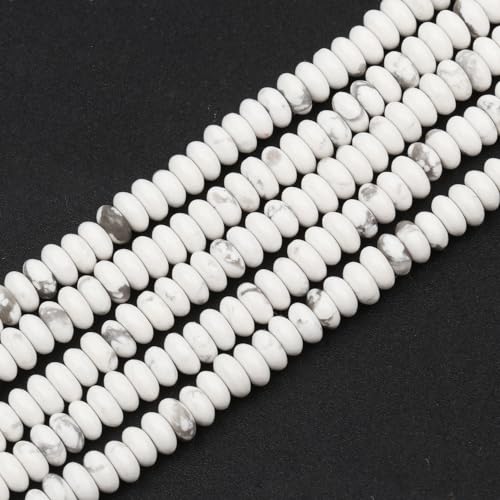 White Turquoise Abacus Disk Beads 4x2mm Gemstone for Jewelry Making