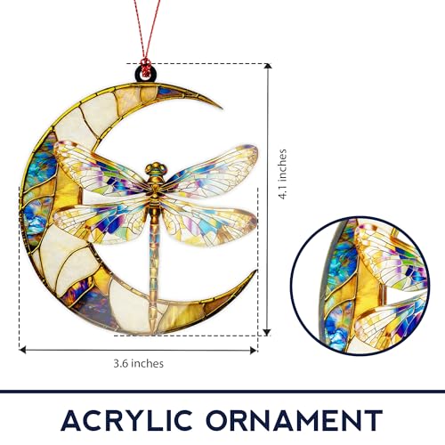 Dragonfly Moon Ornament - Elegant Suncatcher Gift for Women