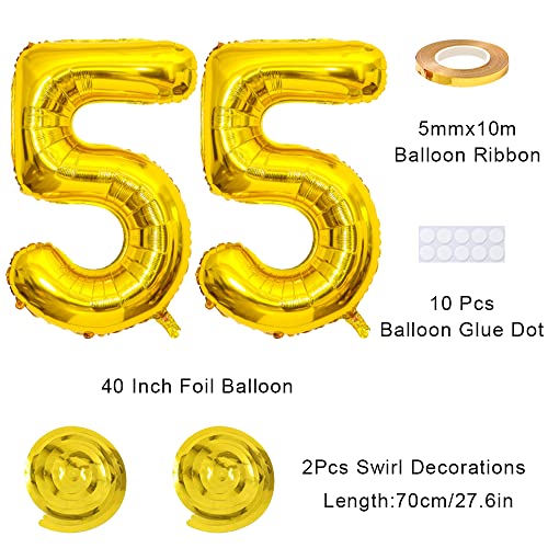 40-Inch Gold 55 Number Balloon Set for Birthday & Graduation