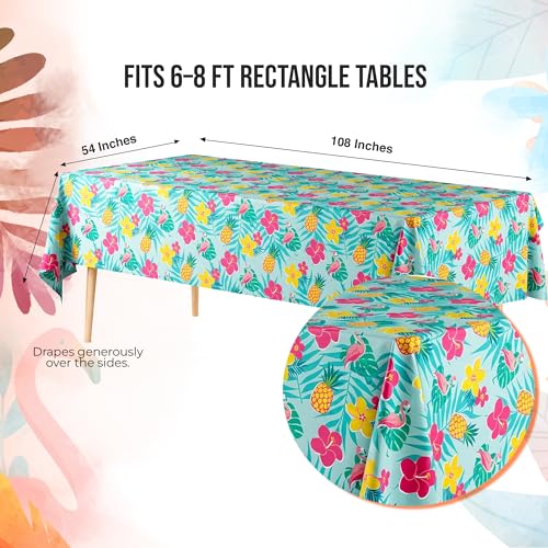 Summer Disposable Waterproof Tablecloth 2 Pack 54 x 108 Inches - Outdoor & Indoor Party Cover