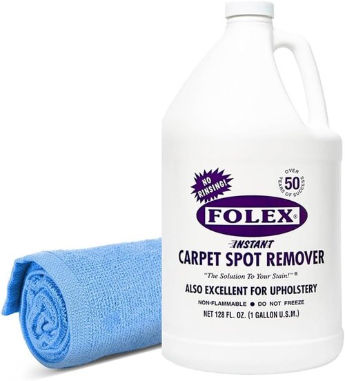 FOLEX Instant Carpet Spot Remover - 128 oz Powerful Stain Eliminator for Carpets & Upholstery | Includes Reusable Cleaning Cloth