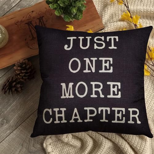 Just One More Chapter Motivational Pillow Cover 18x18 Cotton Linen