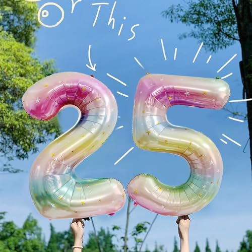 40-Inch Rainbow Number 50 Foil Balloon for 50th Birthday Party