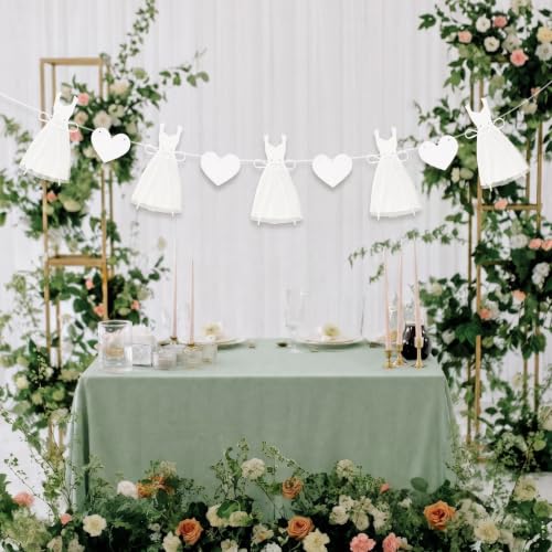 Pre-Strung White Glitter Wedding Dress Banner - 9.8ft Bridal Shower Decor