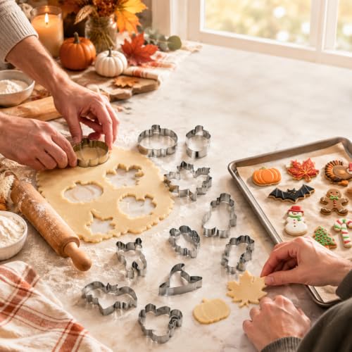 15-Piece Fall Holiday Cookie Cutter Set for Halloween Thanksgiving Christmas