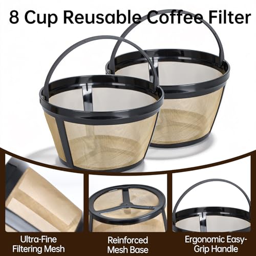 Runhike Reusable 8-12 Cup Coffee Filter Basket for Black and Decker (2-Pack)