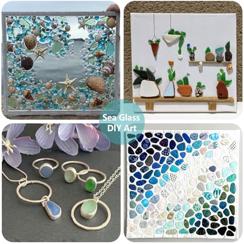 QYGL 0.55LB Blue Frosted Sea Glass Stones for Aquarium & Crafts