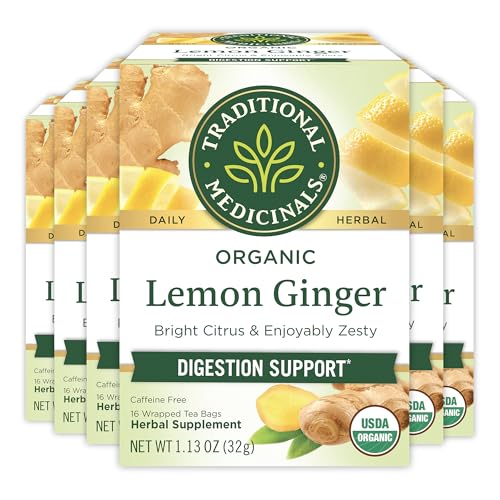 Organic Lemon Ginger Herbal Tea - 96 Caffeine-Free Tea Bags