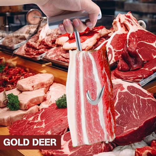 GOLD DEER 2PCS Stainless Steel T-Handle Meat Hooks for Processing