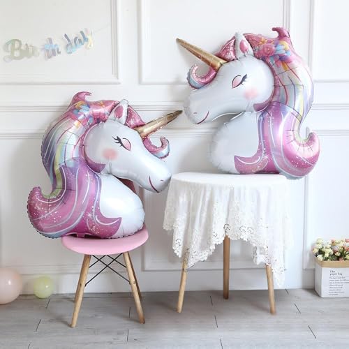 Unicorn Foil Balloons - 2 Pack Large Rainbow Party Decorations