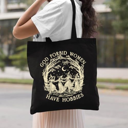 Cute Witchy Canvas Tote Bag for Women - Funny Spooky Gift