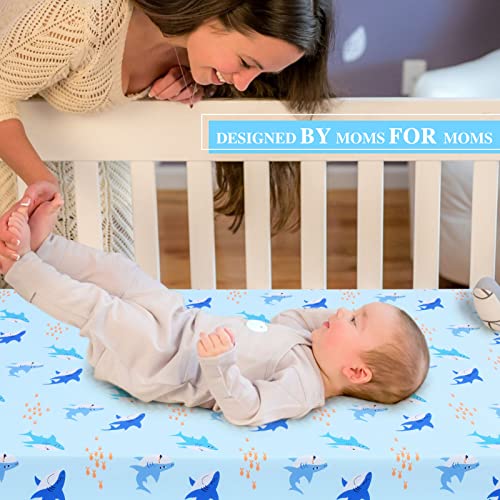 UOMNY Shark Fitted Crib Sheet for Boys – 52x28 Soft Microfiber