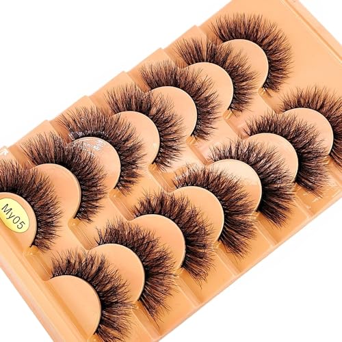 AMSDCN 7 Pairs Wet Manga Lashes 3D Fluffy Cat Eye False Eyelashes