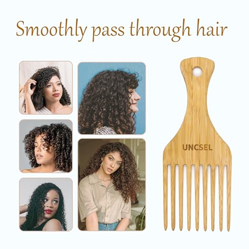 UNCSEL Afro Hair Pick Comb for Curly and Dense Hair Styling