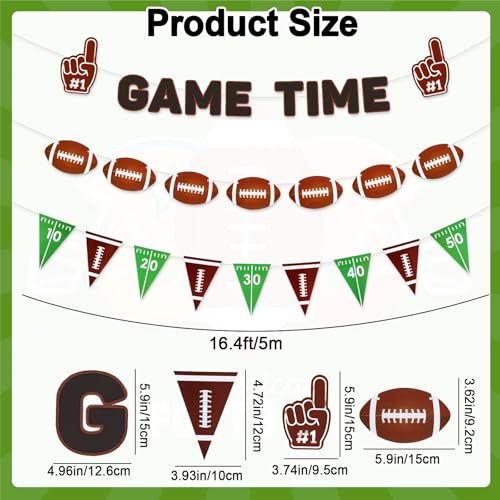 Football Party Decorations - 3 Pcs Banner Garland Set for Game Day