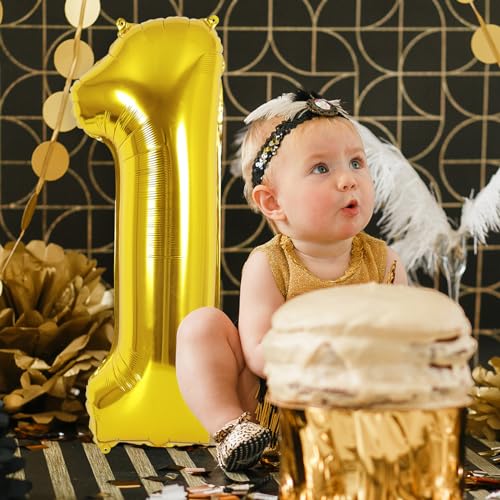 Gold Number 1 Balloon - 40 Inch Jumbo Foil for 1st Birthday Party
