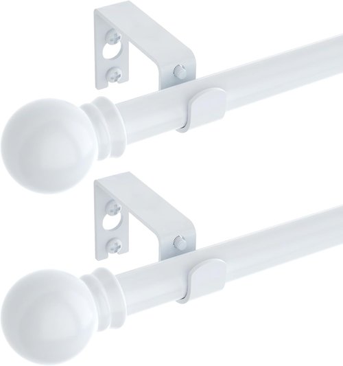 GXOACKJ Heavy Duty Metal Curtain Rod Set - 2 Pack White, 28 to 78 Inch Adjustable Size with Brackets