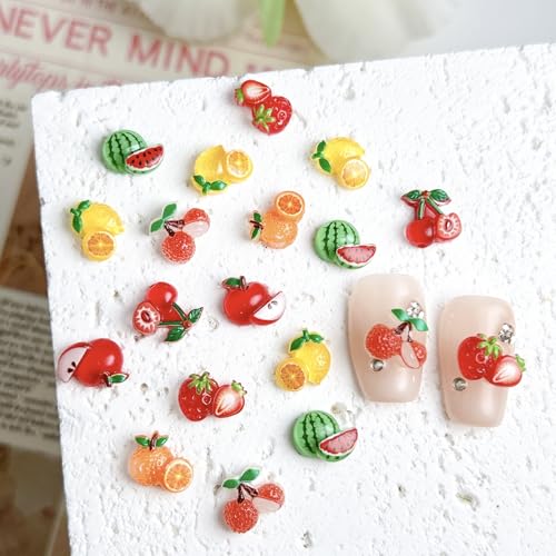 50Pcs 3D Resin Fruit Nail Art Charms Colorful Flatback Gems for Manicure