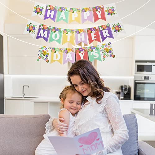 Happy Mother's Day Banner - Floral Garland Decoration for Parties