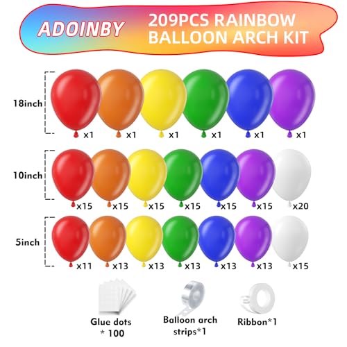 209-Piece Rainbow Balloon Arch Kit - Colorful DIY Party Garland Set