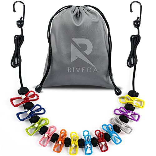 Portable Travel Clothesline with 12 Colorful Clips - Elastic Camping Laundry Line