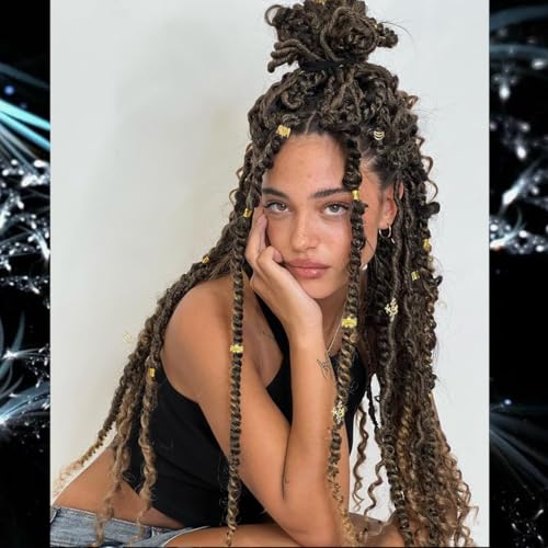 60 PCS Gold Hair Jewelry for Braids and Dreadlocks Cuffs