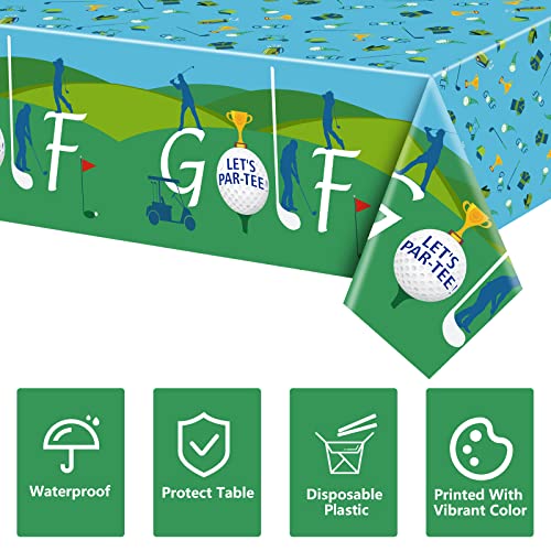Golf Party Tablecloths - 2 Pack Disposable Rectangular Covers