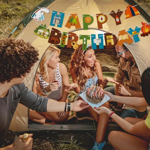 Camping Birthday Banner - Happy Birthday Party Decorations