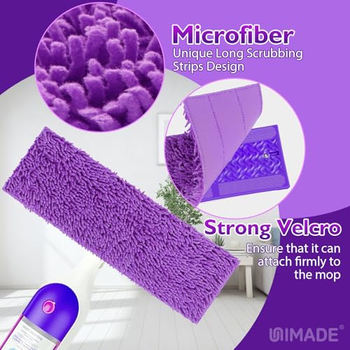 UNIMADE Reusable Microfiber Mop Pads 8-Pack - Multicolor for Swiffer PowerMop