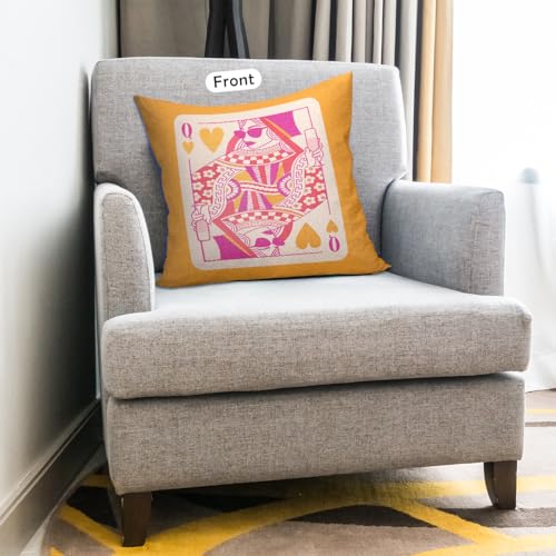Queen of Hearts Pillow Cover 18x18 Pink & Orange Trendy Preppy Puke-6
