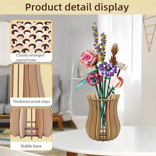 Wooden Puzzle Vase for Lego Flowers & Artificial Floral Arrangements