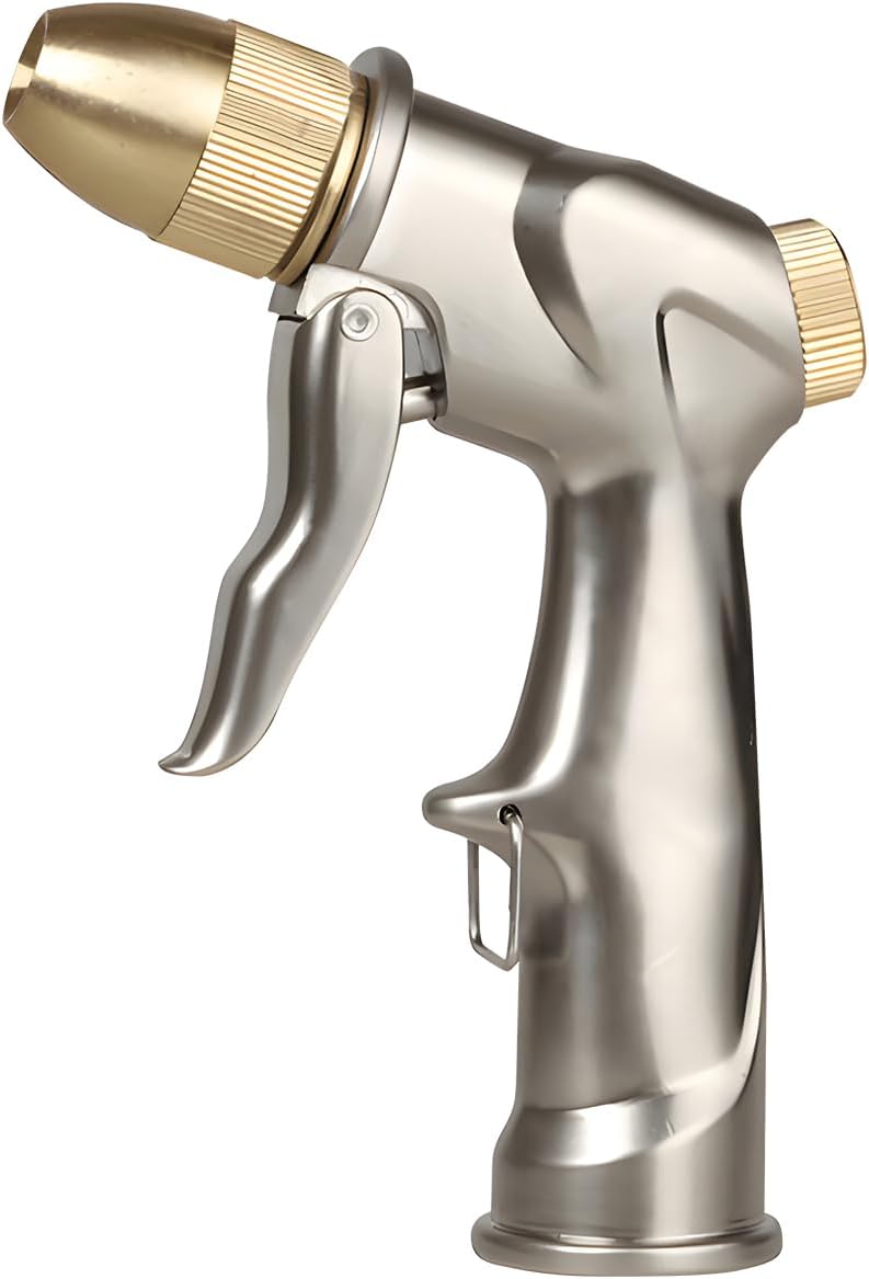 Upgraded Hose Nozzle - 100% Heavy Duty Metal Water Sprayer with 4 Spray Patterns for Lawn & Garden