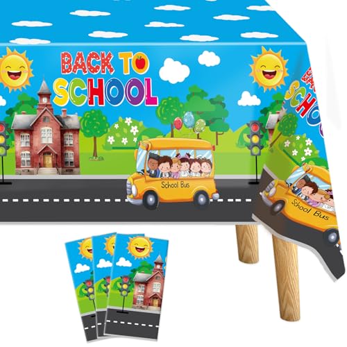 Welcome Back to School Disposable Tablecloths - 3 Pack, 108 x 54 Inches