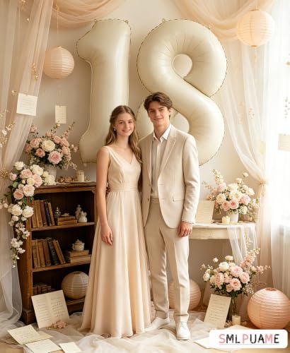 40 Inch Beige Number 7 Foil Balloon - Giant Cream Birthday Party Decoration