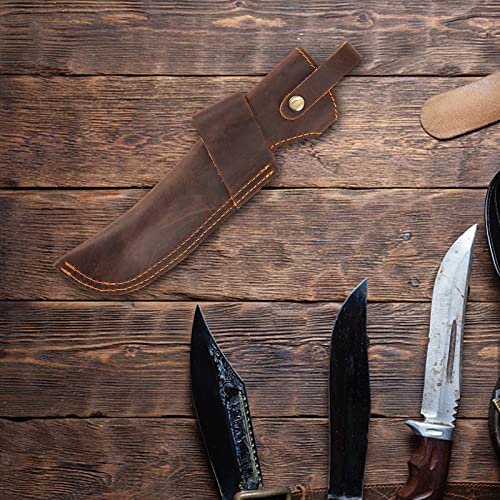 Dark Brown Leather Knife Sheath for 5-Inch Blades - Chef Knife Holder