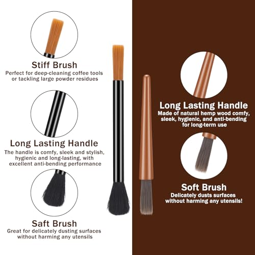 KFHENSOMR 2Pcs Coffee Grinder Cleaning Brush Dual-Head Espresso Brush