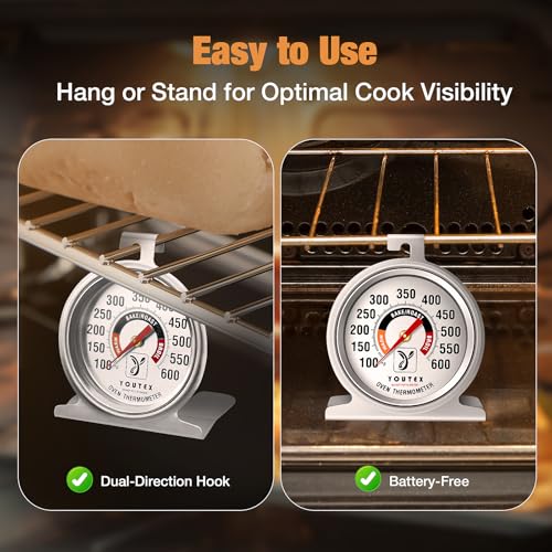 Youtex 2-Pack Stainless Steel Oven Thermometer for Baking, Grilling & Smoking
