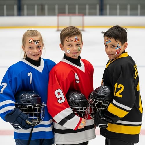 Ice Hockey Temporary Tattoos - 60 Pcs Party Favors and Supplies