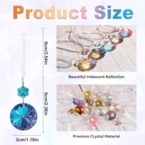 12pcs Iridescent Crystal Ornaments for Mini Christmas Tree, 1.18″ Glass